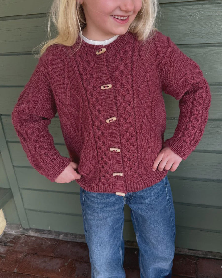 Junior Dagmar Jacket in Red Hut Naturals 8 ply