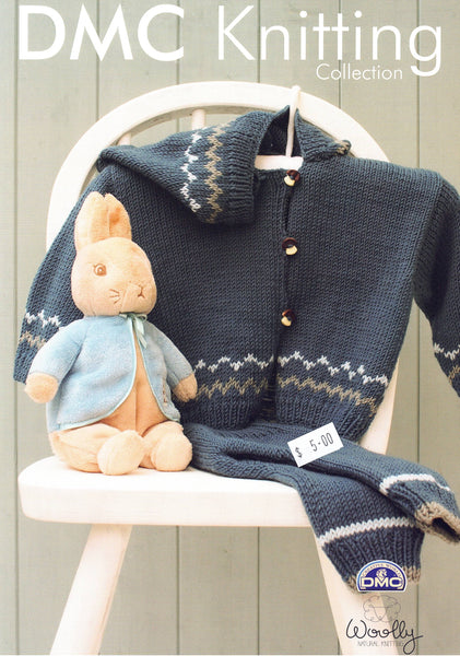 DMC Pattern DMF15198L/2 Baby Boy's Hooded Cardigan and Trouser Set.