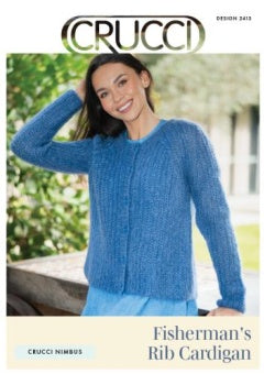 Crucci Pattern 2413 Nimbus Fishermans Rib Cardigan - (12ply Adult)
