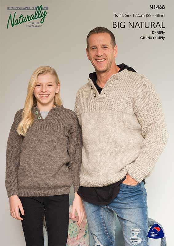 Tab Front Sweater in Big Naturals 8 ply