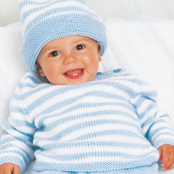 Baby Striped Jumper and Hat-w330