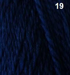 A skein of Countrywide Aran Knit yarn in shade Navy 19.