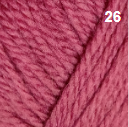 A skein of Countrywide Aran Knit yarn in shade Raspberry 26.