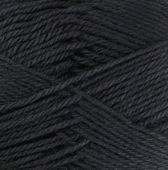 A close up of Crucci Soft Pure Wool 4 Ply yarn in shade charcoal