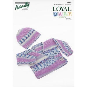 Baby cardigan and hat on a white background.